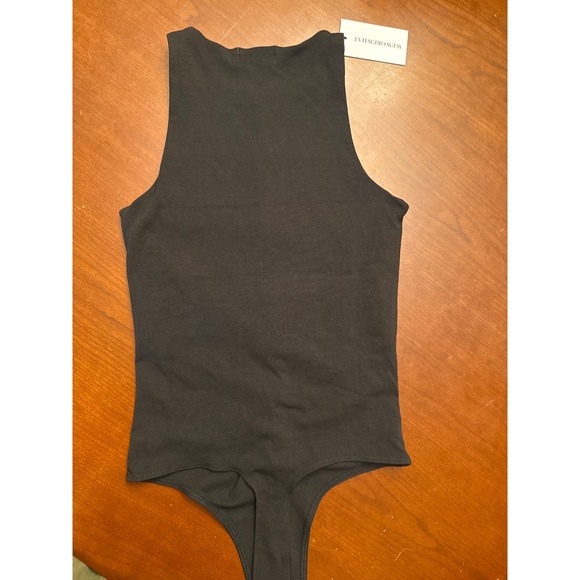 Weworewhat bodysuit black ruched sleeveless tank Small NWT $39 - Picture 4 of 8
